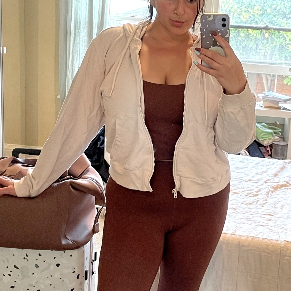 A&F Cream Zip-Up Hoodie